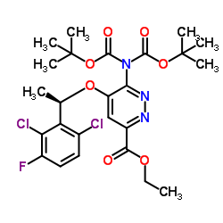6-[Bis[(1,1-diMethylethoxy)carbonyl]aMino]-5-[(1r)-1- (2,6-dichloro-3-fluorophenyl)ethoxy]-3-pyridazinecarboxylic acid ethyl ester结构式