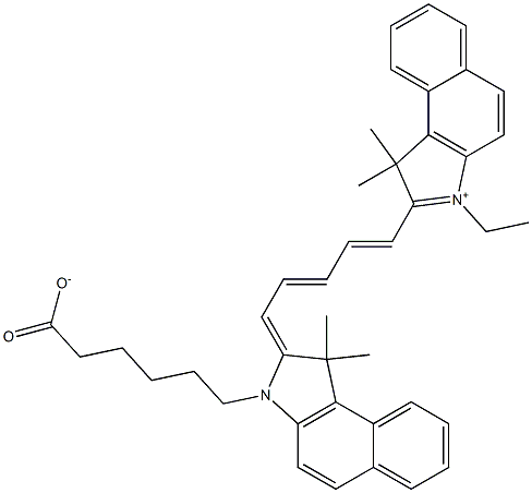 2-[5-[3-(5-羧基戊基)-1,3-二氢-1,1-二甲基-2H-苯并[E]吲哚-2-亚基]-1,3-戊二烯基]-3-乙基-1,1-二甲基-1H-苯并[E]吲哚内盐结构式