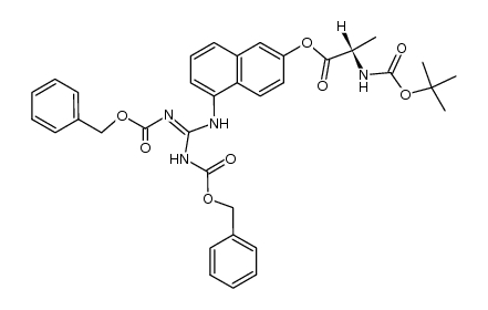 (S)-5-(2,3-bis((benzyloxy)carbonyl)guanidino)naphthalen-2-yl 2-((tert-butoxycarbonyl)amino)propanoate Structure