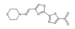 (E)-1-[2-(5-nitro-1,3-thiazol-2-yl)-1,3-thiazol-4-yl]-N-thiomorpholin-4-ylmethanimine结构式