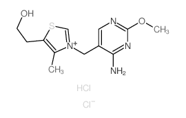 Thiazolium,3-[(4-amino-2-methoxy-5-pyrimidinyl)methyl]-5-(2-hydroxyethyl)-4-methyl-,chloride, hydrochloride (1:1:1)结构式