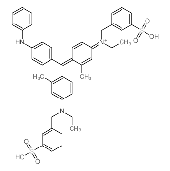 Benzenemethanaminium,N-ethyl-N-[4-[[4-[ethyl[(3-sulfophenyl)methyl]amino]-2-methylphenyl][4-(phenylamino)phenyl]methylene]-3-methyl-2,5-cyclohexadien-1-ylidene]-3-sulfo-,inner salt, sodium salt (1:1)结构式