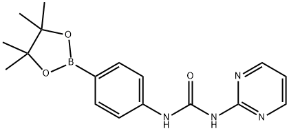 1-(嘧啶-2-基)-3-(4-(4,4,5,5-四甲基-1,3,2-二氧硼杂环戊烷-2-基)苯基)脲结构式