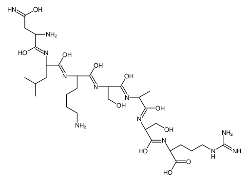 (2S)-2-[[(2S)-2-[[(2S)-2-[[(2S)-2-[[(2S)-6-amino-2-[[(2S)-2-[[(2S)-2,4-diamino-4-oxobutanoyl]amino]-4-methylpentanoyl]amino]hexanoyl]amino]-3-hydroxypropanoyl]amino]propanoyl]amino]-3-hydroxypropanoyl]amino]-5-(diaminomethylideneamino)pentanoic acid Structure