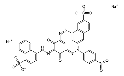4-[[2,6-dihydroxy-3-[(4-nitrophenyl)azo]-5-[(7-sulpho-1-naphthyl)azo]phenyl]azo]naphthalene-1-sulphonic acid, sodium salt structure