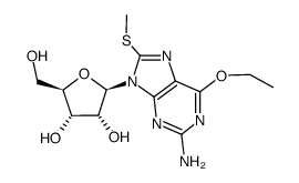 2-amino-6-ethoxy-8-methylthio-9-(β-D-ribofuranosyl)-9H-purine Structure