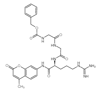 Z-甘氨酰甘氨酰精氨酸-7-氨基-4-甲基香豆素盐酸盐结构式