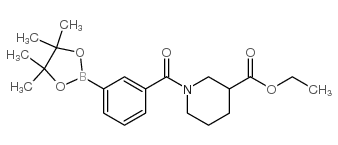 1-(3-(4,4,5,5-四甲基-1,3,2-二氧硼杂环戊烷-2-基)苯甲酰基)哌啶-3-甲酸乙酯结构式