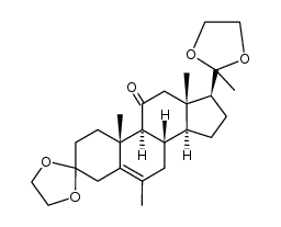 3,3,20,20-bis-ethanediyldioxy-6-methyl-pregn-5-en-11-one结构式
