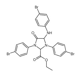 ethyl 1,3-bis(4-bromophenyl)-4-((4-bromophenyl)amino)-5-oxoimidazolidine-2-carboxylate Structure