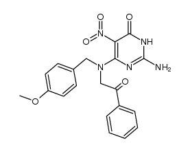 2-amino-6-[(4-methoxybenzyl)(2-oxo-2-phenylethyl)amino]-5-nitro-4(3H)-pyrimidinone结构式