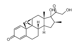17α,21-Dihydroxy-9β,11β-epoxy-16β-methyl-pregnadien-(1.4)-dion-(3.20)结构式