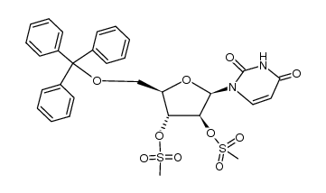2',3'-di-O-mesyl-5'-O-trityl-(1-β-D-arabinofuranosyluracil) Structure