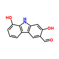2,8-二羟基-9H-咔唑-3-甲醛结构式