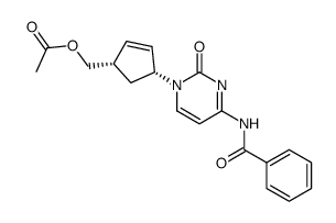 ((1S,4R)-4-(4-benzamido-2-oxopyrimidin-1(2H)-yl)cyclopent-2-en-1-yl)methyl acetate结构式