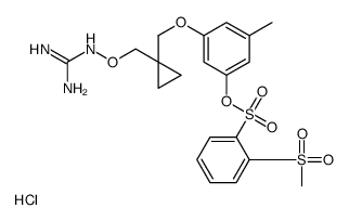 [3-[[1-[(diaminomethylideneamino)oxymethyl]cyclopropyl]methoxy]-5-methylphenyl] 2-methylsulfonylbenzenesulfonate,hydrochloride结构式