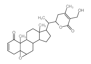 Ergosta-2,24-dien-26-oicacid, 5,6-epoxy-22,27-dihydroxy-1-oxo-, d-lactone, (5b,6b,22R)- (9CI)结构式