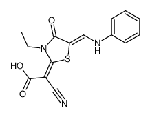 2-氰基-2-(3-乙基-4-氧代-5-((苯基氨基)亚甲基)噻唑啉-2-基)乙酸结构式