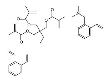 2-丙烯酸-2-甲基-2-乙基-2-[[(2-甲基-1-氧代-2-丙烯基)氧]甲基]1,3-亚丙酯与二乙烯基苯和-N,N-二甲基乙烯基苯甲胺的聚合物结构式