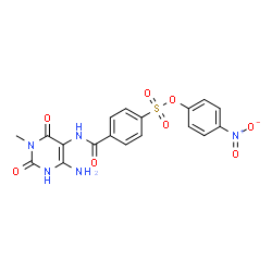 Benzenesulfonic acid,4-[[(4-amino-1,2,3,6-tetrahydro-1-methyl-2,6-dioxo-5-pyrimidinyl)amino]carbonyl]-,4-nitrophenyl ester结构式