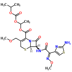 1-[(Isopropoxycarbonyl)oxy]ethyl (6R,7R)-7-{[(2E)-2-(2-amino-1,3-thiazol-4-yl)-2-(methoxyimino)acetyl]amino}-3-(methoxymethyl)-8-oxo-5-thia-1-azabicyclo[4.2.0]oct-2-ene-2-carboxylate structure