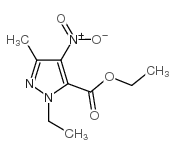 1-乙基-3-甲基-4-硝基-1H-吡唑-5-羧酸乙酯结构式