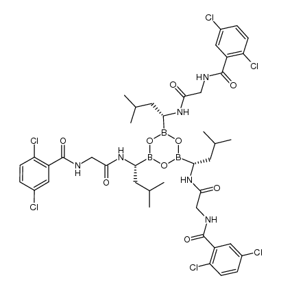 N,N',N"-[boroxin-2,4,6-triyltris[[(1R)-3-methylbutane-1,1-diyl]imino(2-oxoethane-2,1-diyl)] ]tris(2,5-dichlorobenzamide)结构式