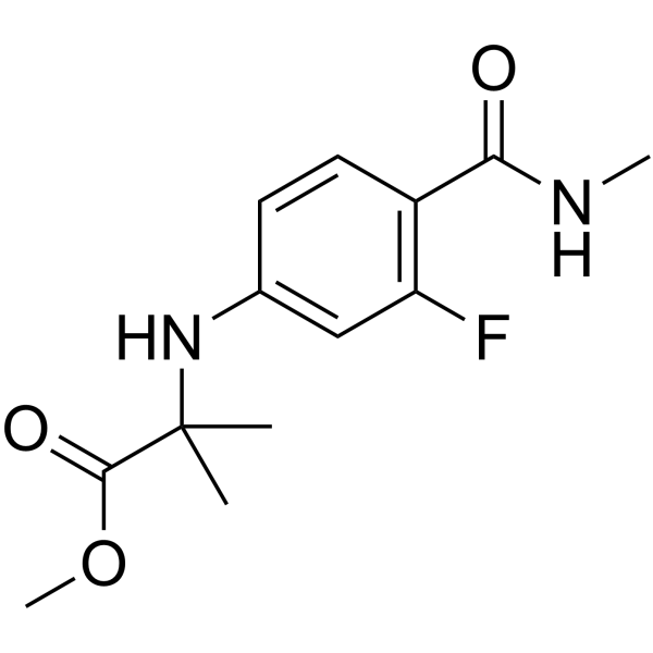 N-[3-Fluoro-4-[(methylamino)carbonyl]phenyl]-2-methylalanine methyl ester structure