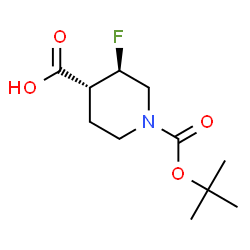 (3,4)-Trans-1-(tert-butoxycarbonyl)-3-fluoropiperidine-4-carboxylic acid raceMate Structure