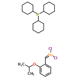 DICHLORO(O-ISOPROPOXYPHENYLMETHYLENE)(TRICYCLOHEXYLPHOSPHINE)RUTHENIUM(II) structure