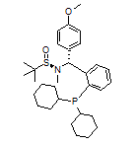 [S(R)]-N-[(R)-[2-(Dicyclohexylphosphanyl)phenyl](4-methoxyphenyl)methyl]-N,2-dimethyl-2-propanesulfinamide Structure