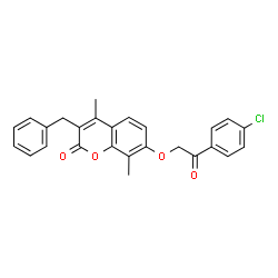 3-benzyl-7-[2-(4-chlorophenyl)-2-oxoethoxy]-4,8-dimethylchromen-2-one Structure