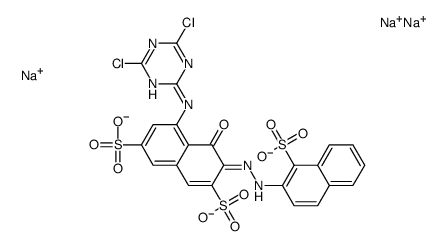 5-[(4,6-二氯-1,3,5-三嗪-2-基)氨基]-4-羟基-3-[(1-磺基-2-萘基)偶氮]-2,7-萘二磺酸三钠盐结构式