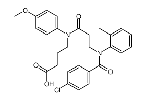 N-(N-(p-Chlorobenzoyl)-3-(2,6-dimethylanilino)propionyl)-4-(p-anisidin o)butyric acid结构式