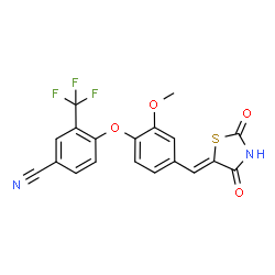 4-(4-((2,4-二氧代噻唑烷-5-亚基)甲基)-2-甲氧基苯氧基)-3-(三氟甲基)苯甲腈结构式