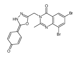 6,8-dibromo-2-methyl-3-[[2-(4-oxocyclohexa-2,5-dien-1-ylidene)-3H-1,3,4-oxadiazol-5-yl]methyl]quinazolin-4-one结构式