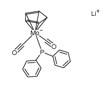 lithium dicarbonyl(η5-cyclopentadienyl)(diphenylphosphine)molybdate(1-)结构式