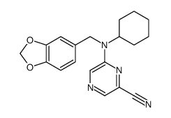 6-[1,3-benzodioxol-5-ylmethyl(cyclohexyl)amino]pyrazine-2-carbonitrile结构式