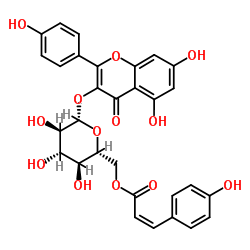 Kaempferol-3-O-(6''-O-cis-coumaryl)glucoside structure