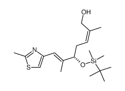 (-)-(2Z,5S,6E)-5-{[tert-butyl(dimethyl)silyl]oxy}-2,6-dimethyl-7-(2-methyl-1,3-thiazol-4-yl)hepta-2,6-dien-1-ol结构式