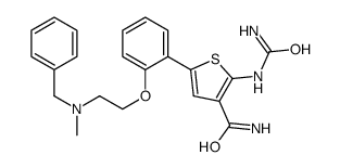 2-[(氨基羰基)氨基]-5-[2-[2-[甲基(苯基甲基)氨基]乙氧基]苯基]-3-噻吩羧酰胺结构式