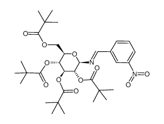 3-nitro-N-(2,3,4,6-tetra-O-pivaloyl-D-glucopyranosyl)benzylideneamine结构式