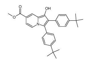 2,3-Bis-(4-tert-butyl-phenyl)-1-hydroxy-indolizine-7-carboxylic acid methyl ester Structure