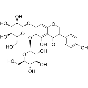 5,6,7,40-tetrahydroxyisoflavone-6,7-di-O-β-D-glucopyranoside structure