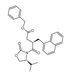 3-[3-benzyloxycarbonyl-2-(R)-(1-naphthyl)methyl-1-oxopropyl]-4-(S)-isopropyl-2-oxazolidinone结构式