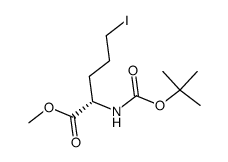(S)-2-((叔丁氧基羰基)氨基)-5-碘戊酸甲酯结构式