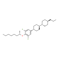[4(S)-[反式(反式)]]-1,3-二氟-2-[(1-甲基庚基)氧基]-5-(4'-丙基[1,1'-联环己基]-4-基)苯结构式