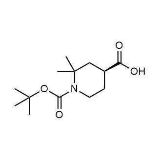 (S)-1-(叔丁氧羰基)-2,2-二甲基哌啶-4-甲酸结构式