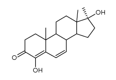 17α-Methyl-4,6-androstadien-4,17β-diol-3-on Structure