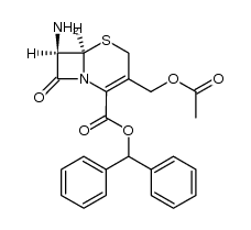 benzhydryl (6R,7R)-3-(acetoxymethyl)-7-amino-8-oxo-5-thia-1-azabicyclo[4.2.0]oct-2-ene-2-carboxylate结构式